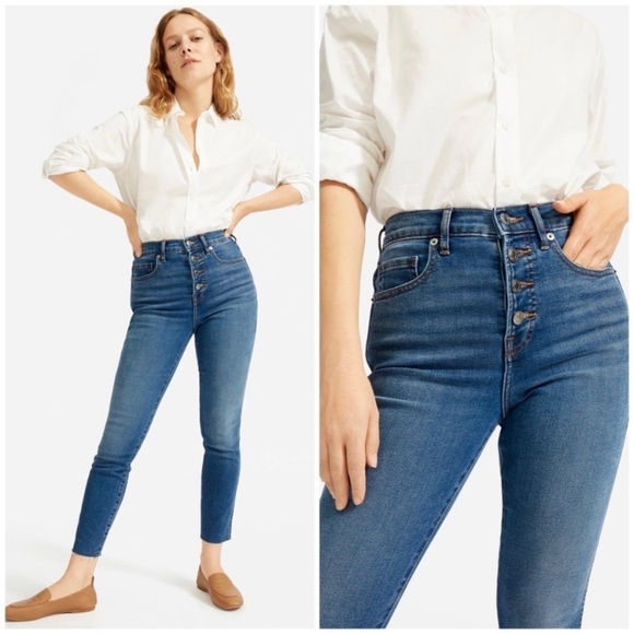 Everlane The Vintage Skinny Button Fly Ankle Jeans in Medium Washed - Picture 2 of 9